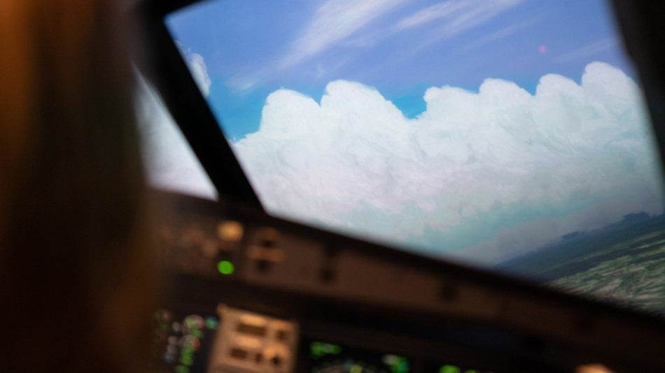 View from the window of an aircraft cockpit